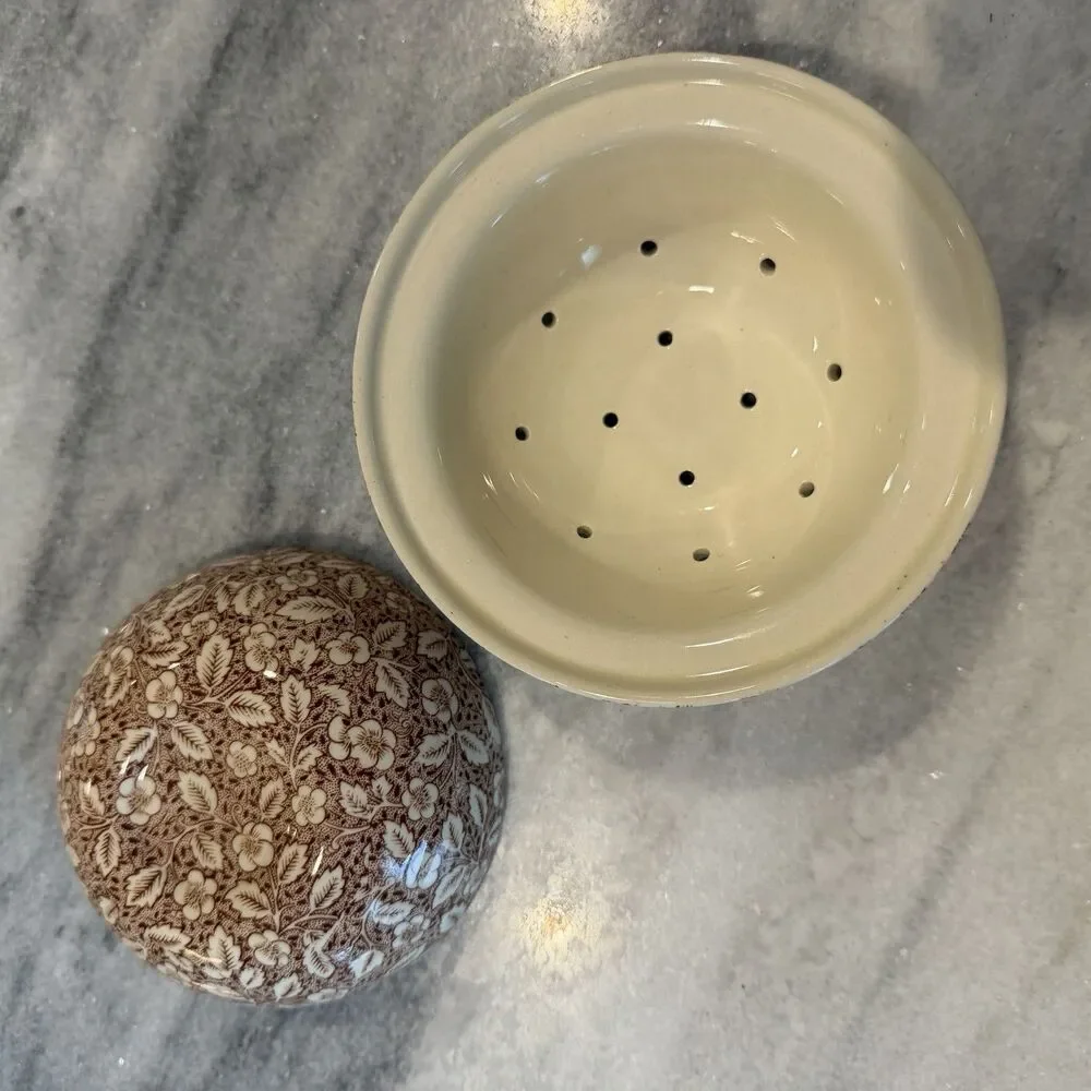 Crabtree & Evelyn Mason’s Wedgewood London Brown Floral Ceramic Soap Dish W/Lid